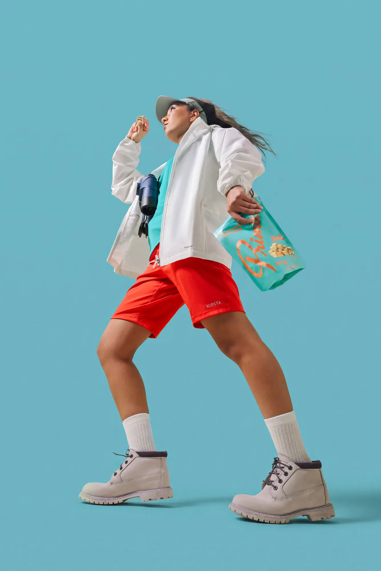 Prima launch campaign, a runner against a teal wall