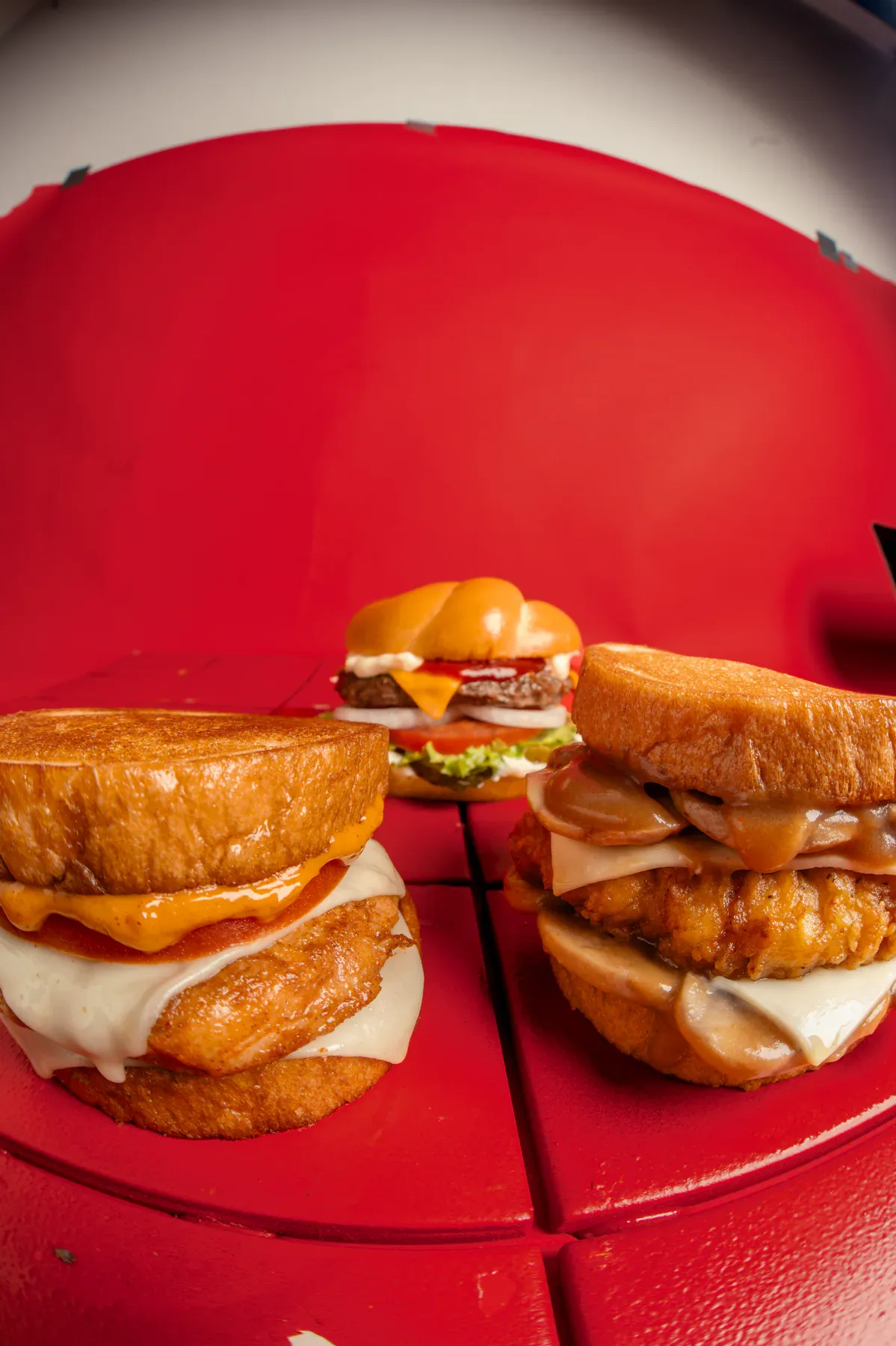 Ollie's burger on red